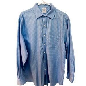 Brooks Brothers Regent Fit Non Iron Supima Cotton Blue Check Dress Shirt 16.5-33